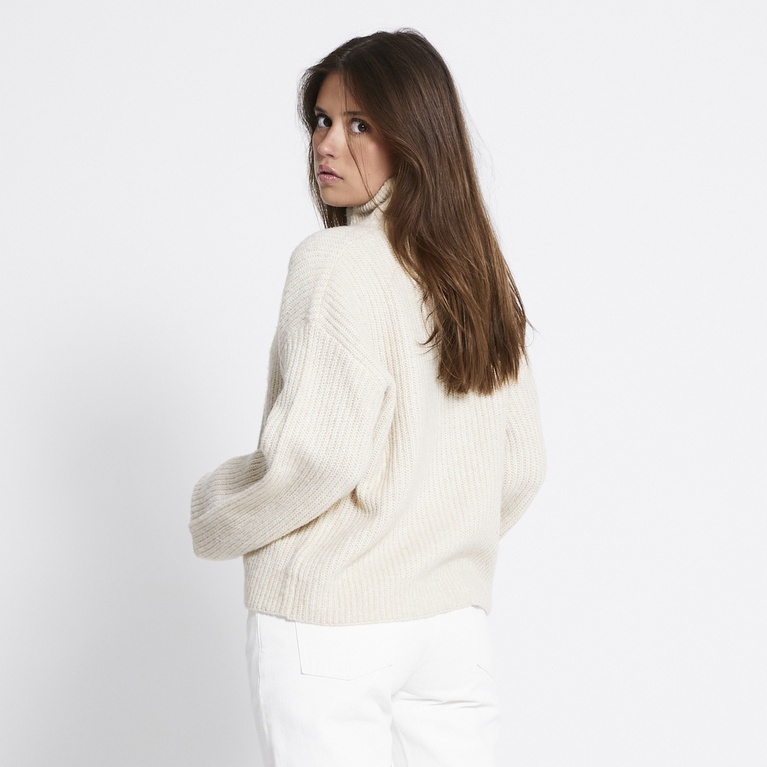 Zip knit cardigan "Zip Cardigan" Ivory